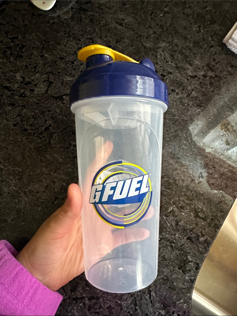 GFUEL Blue & Yellow Shaker Bottle - Clear Mixing Cup